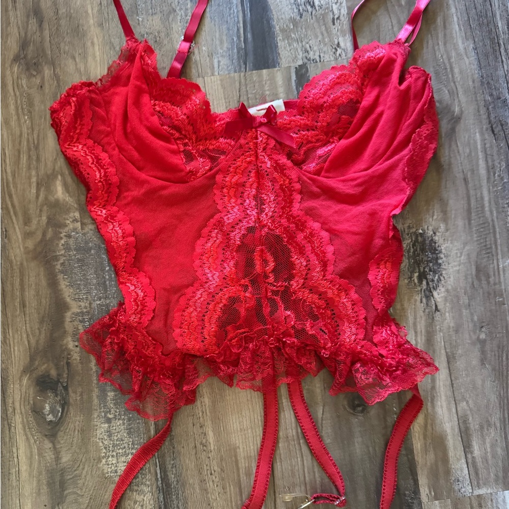 Red Lace Sheer Camisole with Adjustable Straps